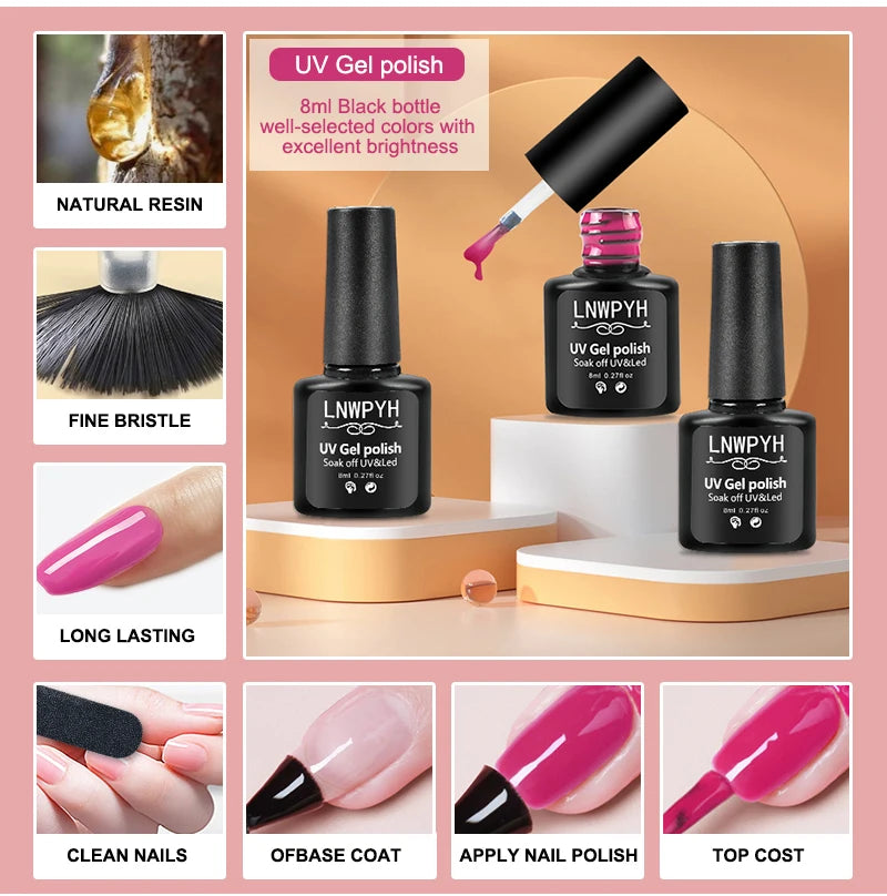 Kit de esmalte de uñas en gel con lámpara UV para uñas, taladro eléctrico para uñas, kit de uñas en gel de fácil remoción, base y capa superior, juego de herramientas para uñas en gel.