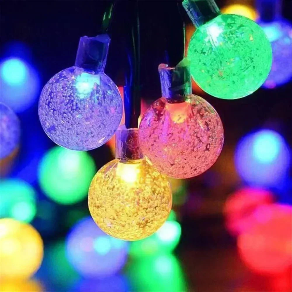Guirnalda de luces LED solares para exteriores con globos de cristal y 8 modos de iluminación para jardín, patio, fiestas y decoración de árboles. Ramadán Kareem.
