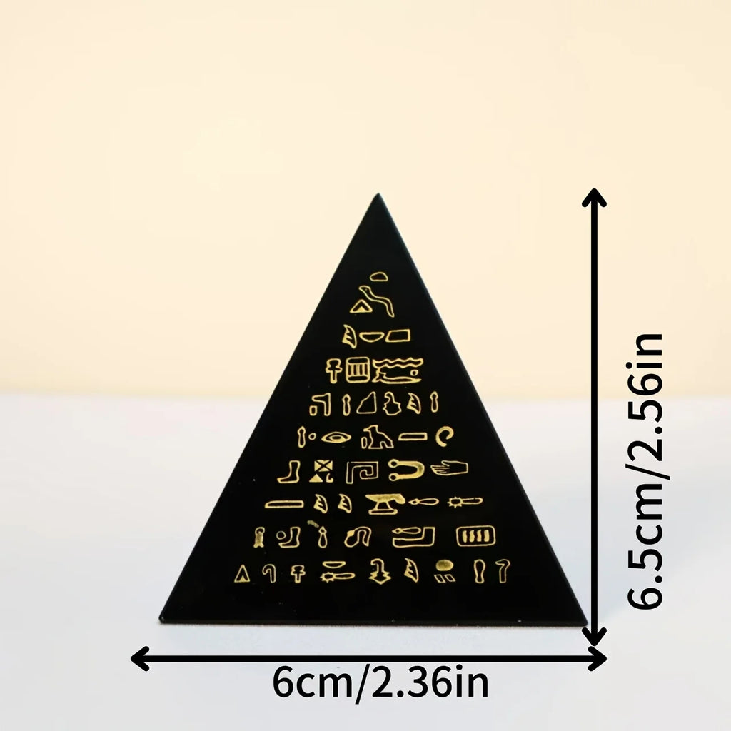 Adorno de pirámide de cristal con jeroglíficos del antiguo Egipto, decoración inspirada en la cultura histórica, ideal para coleccionistas y como regalo. Adorno de cristal para el hogar.