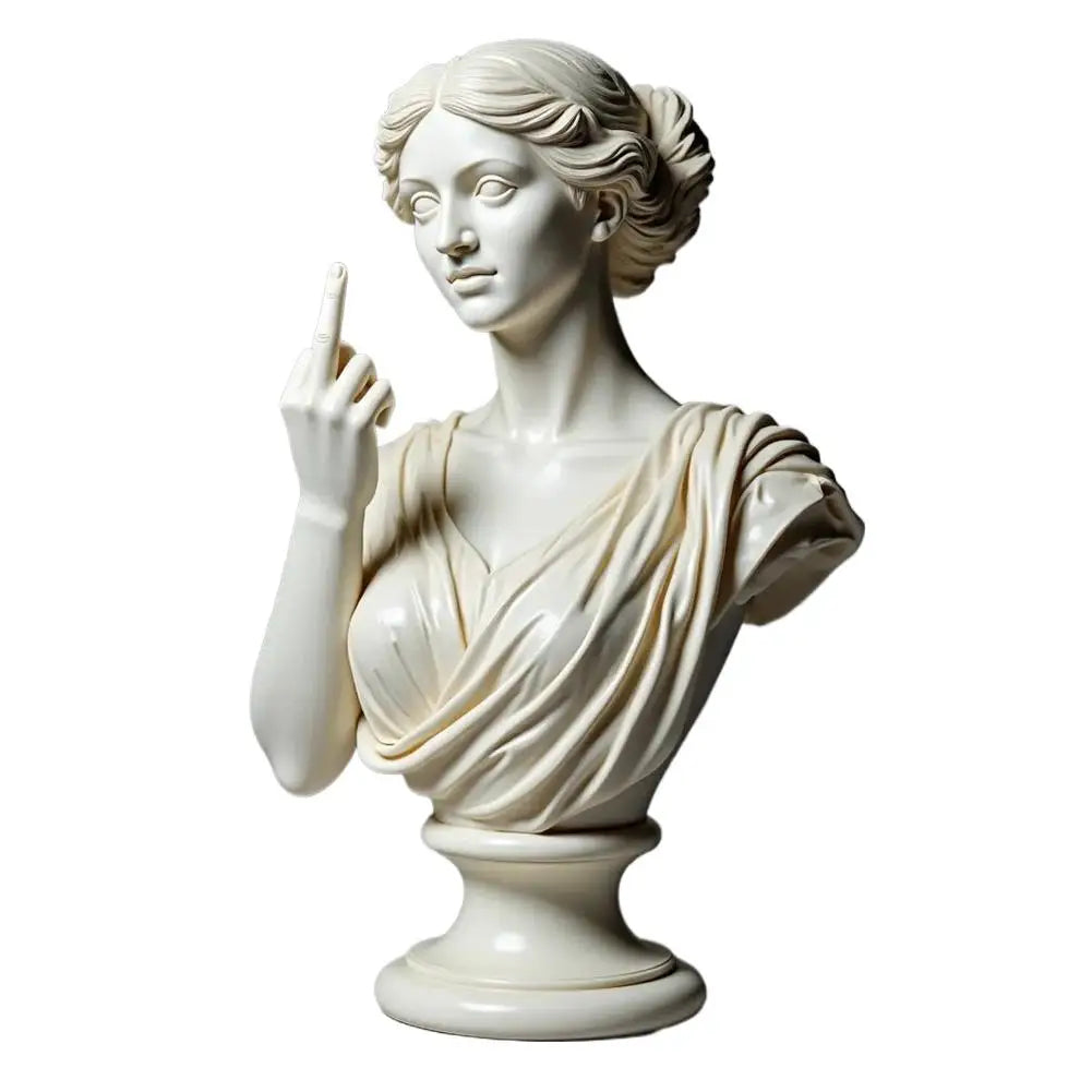 Estatua divertida de resina de la diosa vienesa con el dedo medio, decoraciones personalizadas para el hogar, el jardín, la oficina y la mesa. Regalos especiales.