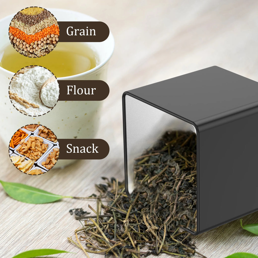 3 botes de almacenamiento para granos de café, té y azúcar, con cierre hermético al vacío. Botes de hierro para cocina con tapa hermética.