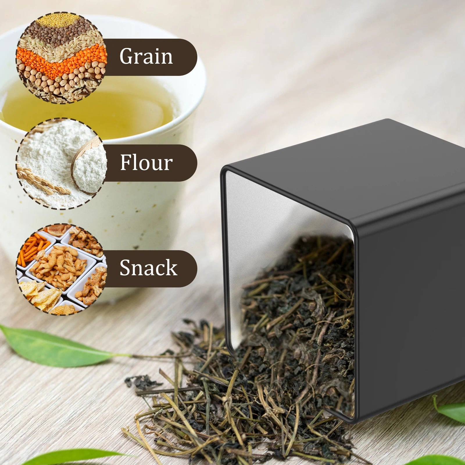 3 botes de almacenamiento para granos de café, té y azúcar, con cierre hermético al vacío. Botes de hierro para cocina con tapa hermética.