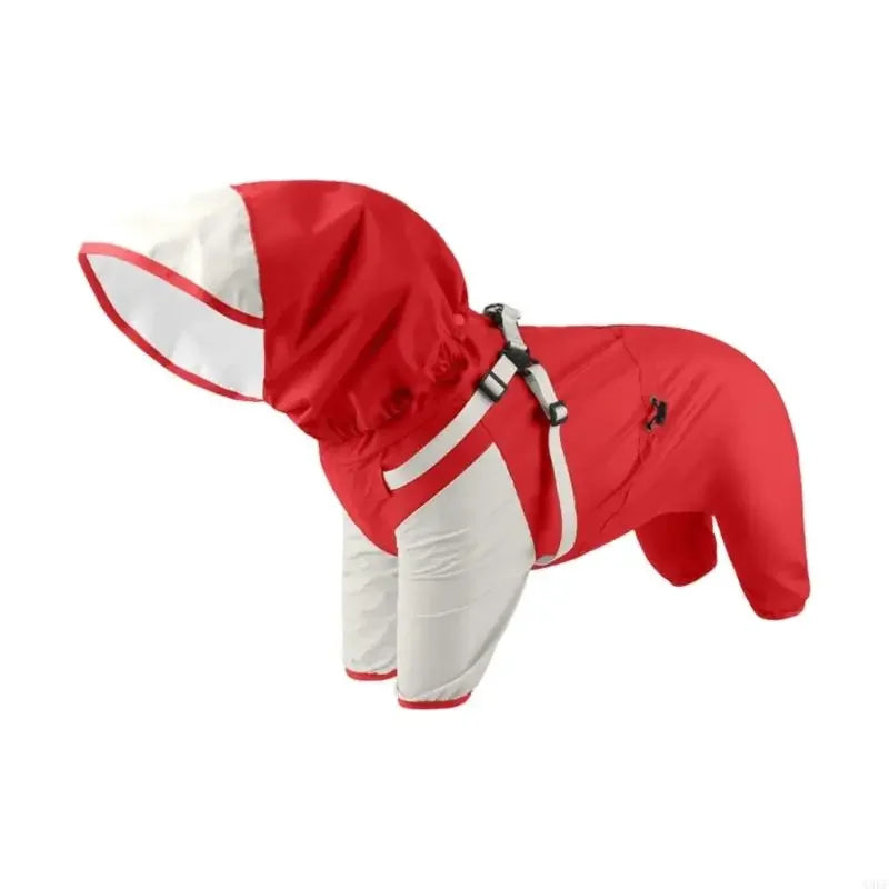 Impermeable para perros con capucha desmontable y puños elásticos para perros pequeños y grandes, ideal para actividades al aire libre y paseos.