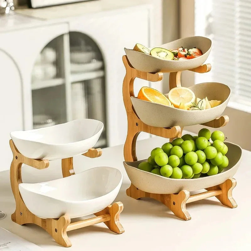 Plato de frutas de 2/3 capas para sala de estar, plato de plástico para aperitivos, cesta de frutas secas moderna y creativa, plato de dulces, soporte para pasteles, ensaladera.