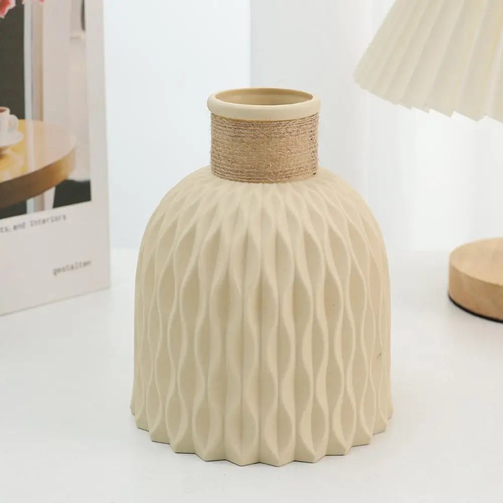 Jarrón de plástico con cuerda, arreglo floral, maceta DIY, sala de estar, porcelana, imitación de flor, adornos de decoración para el hogar.