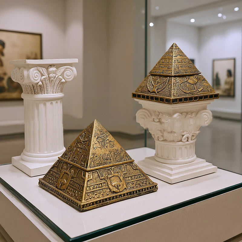 Adorno de pirámide del antiguo Egipto, artesanal, de resina, con soporte desmontable para velas de aromaterapia, faraón momia, recuerdo de viaje misterioso.