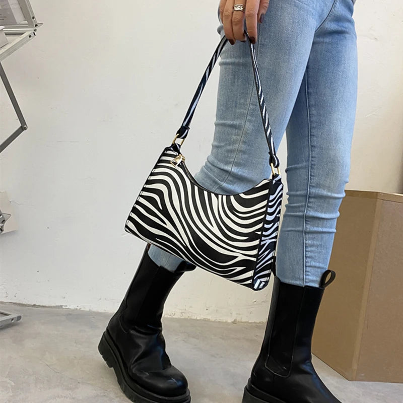 Bolso de mano de lujo para mujer con estampado de cebra, de piel sintética, sencillo, para llevar debajo del brazo, bolso de hombro, bolso de mano, bolso de diario, cartera, monedero