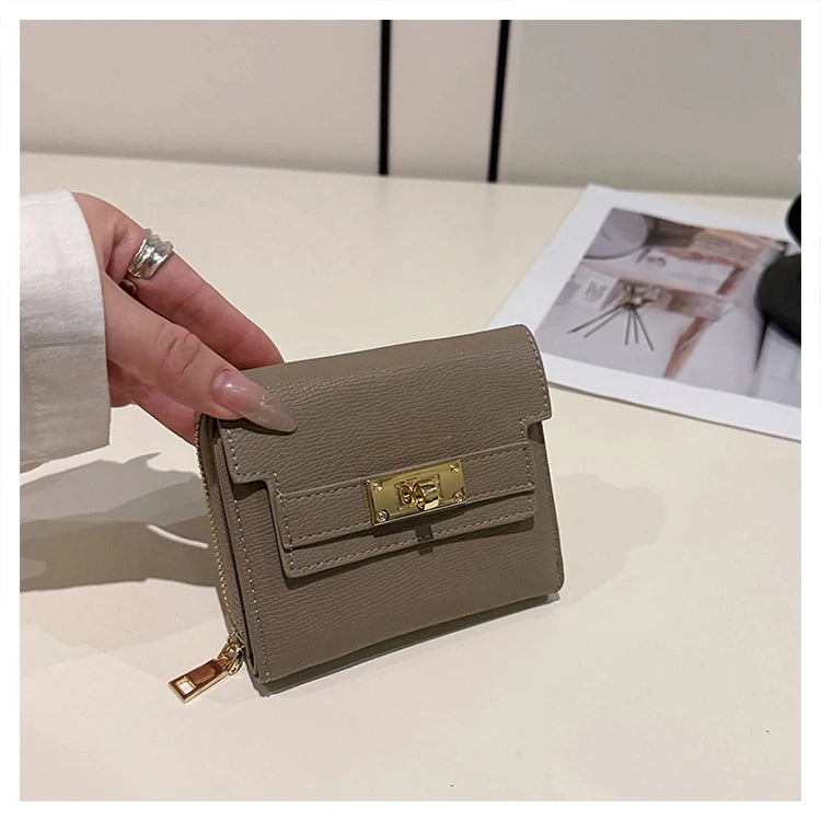 Cartera retro para mujer, gran capacidad, múltiples ranuras para tarjetas, comercio exterior, multifuncional, plegable en tres partes.