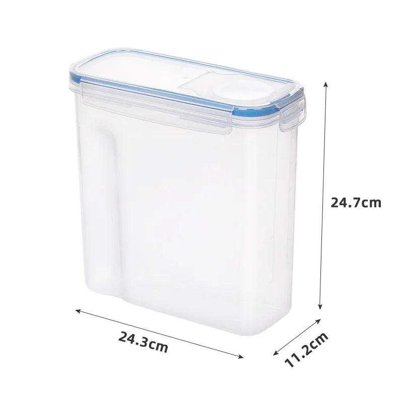 Caja de almacenamiento de alimentos sellada de 4 litros, de plástico transparente, sellada, a prueba de humedad y fugas, cubo organizador de cocina con estante