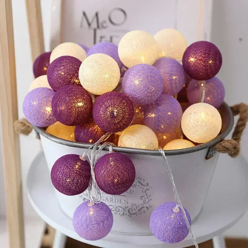 Guirnalda de bolas de algodón de 1,5/3 m, luces colgantes para Navidad, fiestas al aire libre, habitaciones infantiles, camas, luces de hadas, decoraciones para bodas.