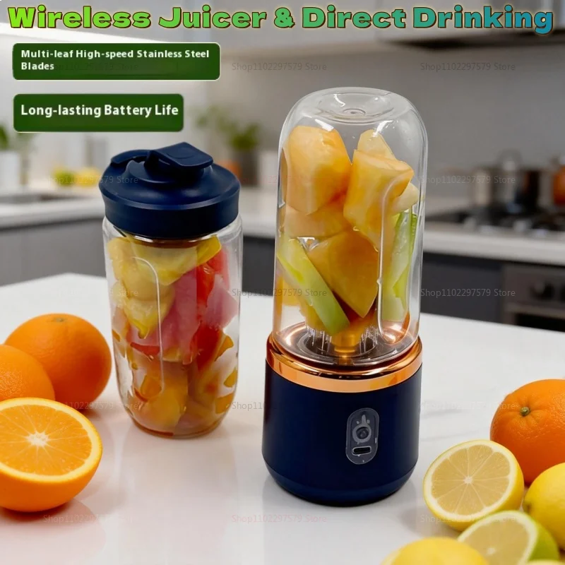 Licuadora portátil de doble vaso con USB, exprimidor de frutas para batidos, malteadas y zumos, procesador de alimentos compacto, exprimidor de naranjas.