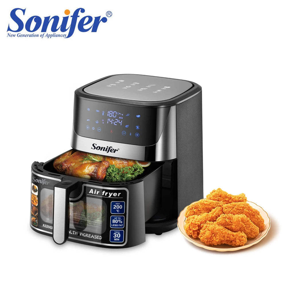 Freidora de aire de 8,5 L – Pantalla LED y control táctil, gran tamaño, ventana de visualización, temperatura ajustable, apagado automático, 1700 W