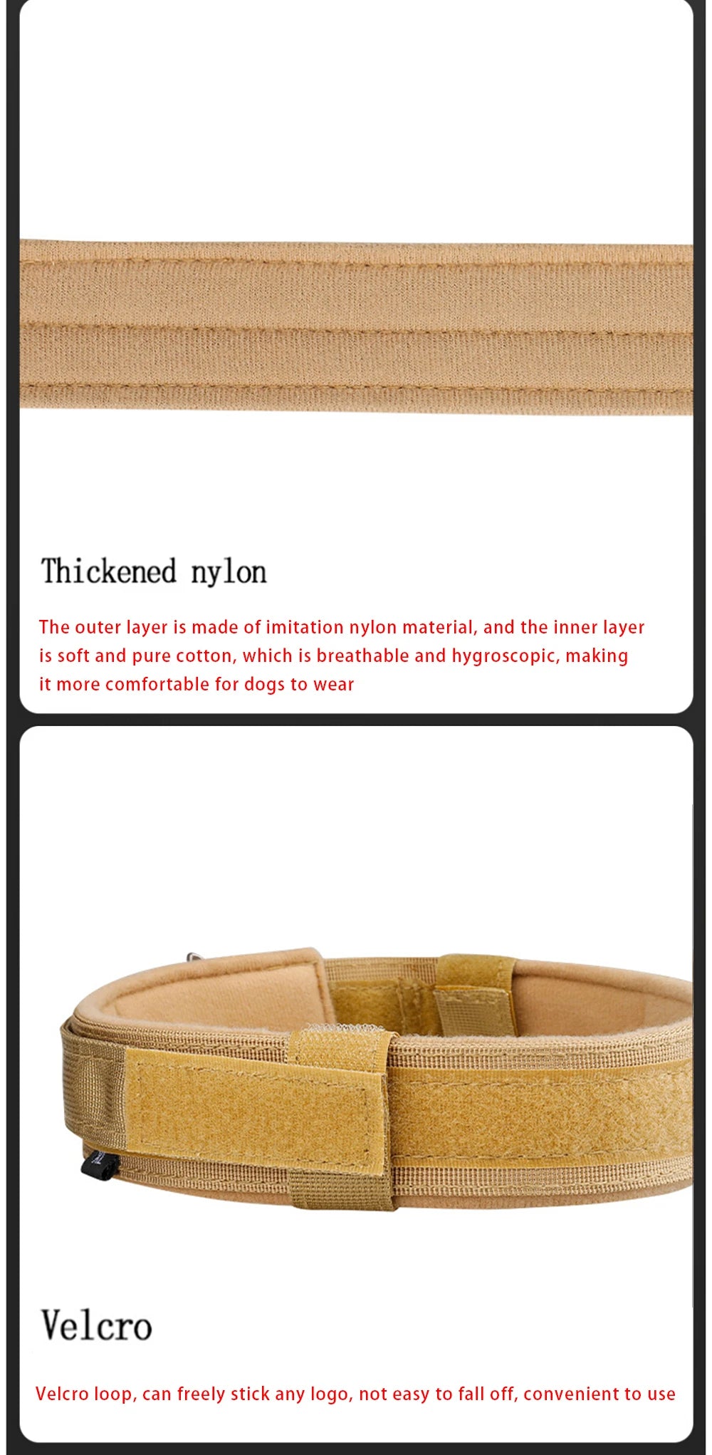 Collar táctico para perros de exterior con hebilla metálica, transpirable, de nailon, para entrenamiento de perros medianos y grandes.