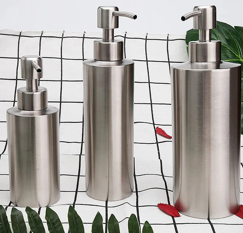 Dispensador de jabón líquido, botella para gel, acero inoxidable 304, plata, oro rosa, bomba para loción, jabón de manos, dispensador para cocina y baño.