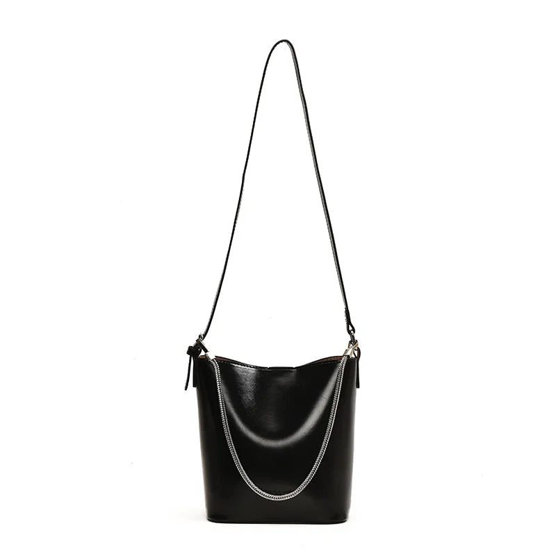 Nuevos bolsos tipo cubo de gran capacidad para mujer con correa ancha para el hombro, bolso de hombro individual con cordón, bolso de mano cruzado