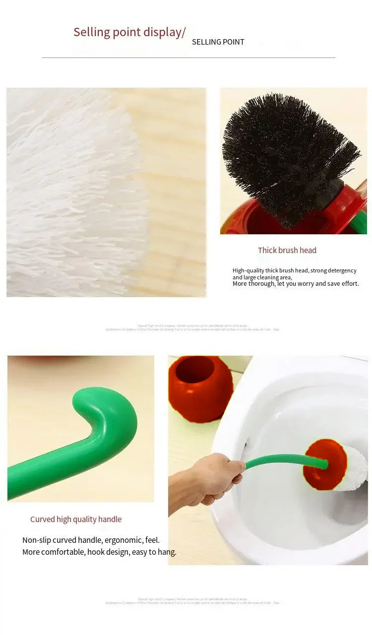 1 pieza de cepillo de inodoro rojo con forma de cereza creativa y encantadora, juego de soporte para cepillo de inodoro y accesorios de baño