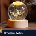 Lámpara de bola de cristal 3D con proyecciones de galaxias y planetas, luz nocturna LED USB para crear un ambiente acogedor en el hogar, decoración navideña.