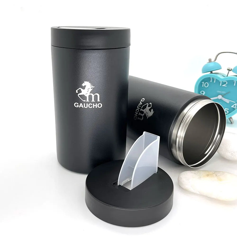 1 unidad/lote de latas de té de yerba mate Gaucho con tapa de plástico con boquilla vertedora, cuerpo de acero inoxidable y recipiente para té argentino, duraderas y fáciles de verter.