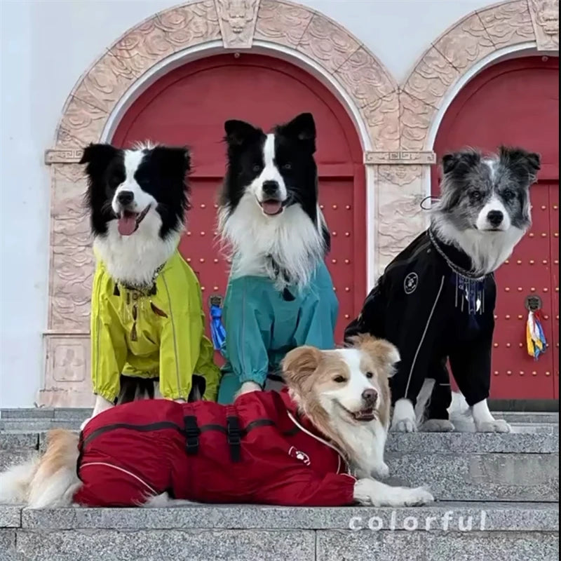 Chaqueta impermeable para perros, abrigo reflectante para la lluvia, monos y enterizos rojos para perros, impermeable de otoño e invierno para perros grandes.