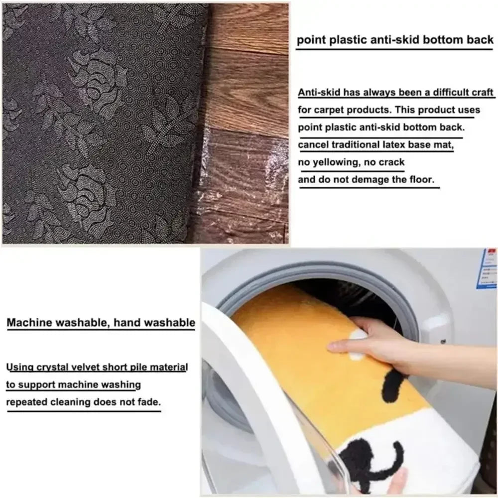 Alfombra para el suelo de la cocina, el dormitorio, la sala de estar, la mesita de noche, el pasillo, la alfombra suave lavable, antideslizante, el felpudo de entrada del baño.