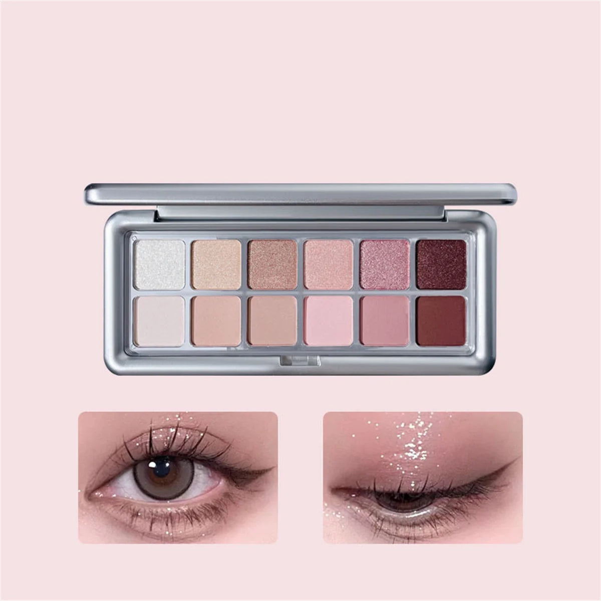 Plato de sombras de ojos de 12 colores, sombras de ojos mate perladas, para principiantes en maquillaje.