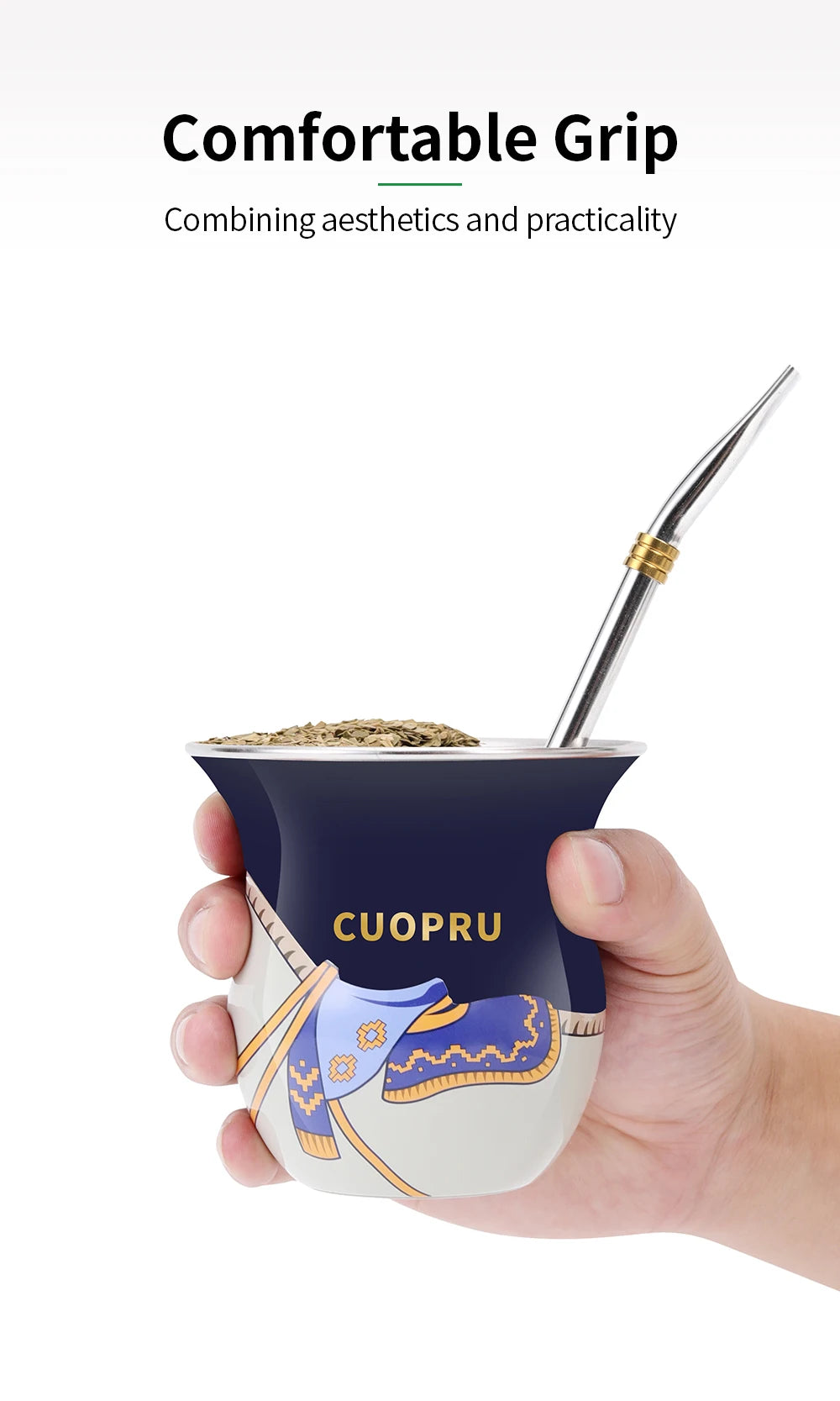 Mate 2025 con bombillas y pajita, 200 ml, Argentina Gauchos, estilo silla de montar.