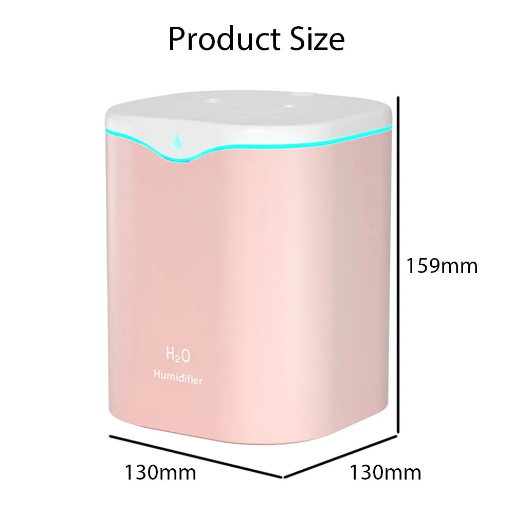 Humidificador de doble pulverización de gran capacidad de 2 litros USB para el hogar, la oficina y el escritorio, difusor de aroma, purificador de niebla, aceite esencial, humidificador de aire