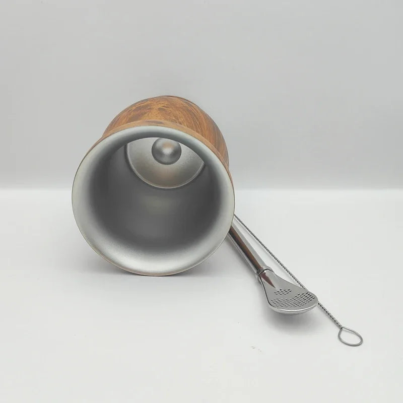 Mate de acero inoxidable de doble pared de 230 ml (8 oz) para yerba mate, incluye una bombilla (pajita) y un cepillo de limpieza.