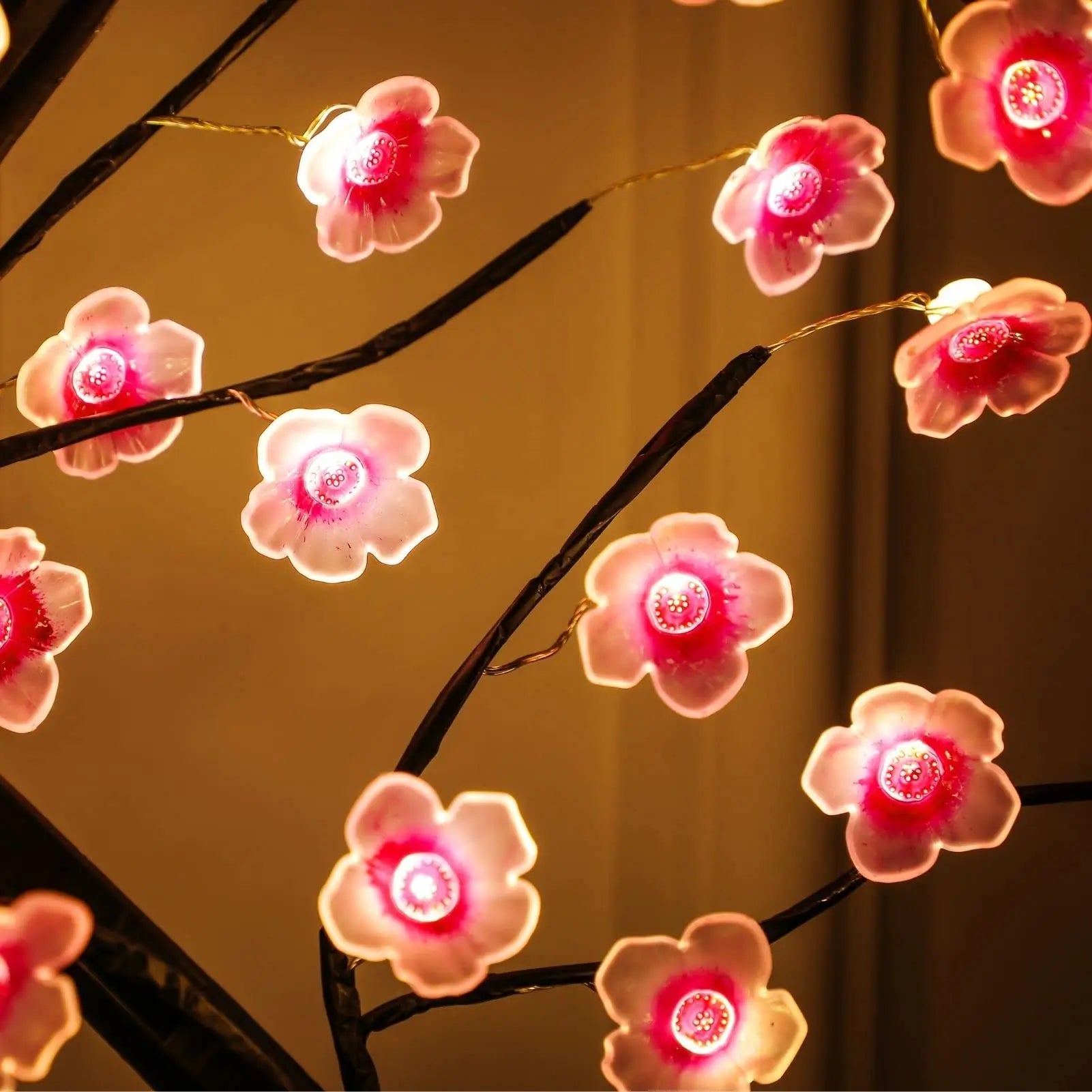 Lámpara de mesa con forma de árbol, alimentada por USB/pilas, con interruptor táctil, bonsái artificial de cerezo en flor, lámpara de escritorio LED decorativa.
