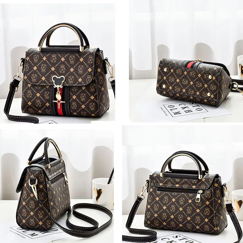 Bolso de hombro nuevo para mujer, bolso tote de lujo de diseñador, bolsos de mano de cuero con monograma estampado, bolso de hombro individual.