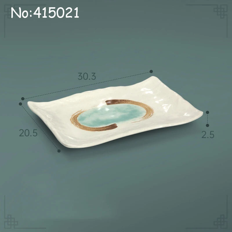 Juego de platos planos de melamina, bandeja comercial para comida rápida, plato plano para sushi y filete de restaurante, estilo palacio, vajilla irrompible