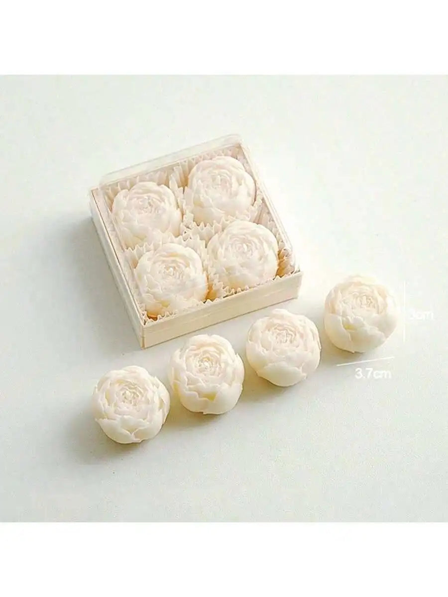 Juego de 4 velas aromáticas de rosas hechas a mano, velas perfumadas, velas con forma de ramo hechas a mano, decoración para el hogar, ideales como regalo de San Valentín.