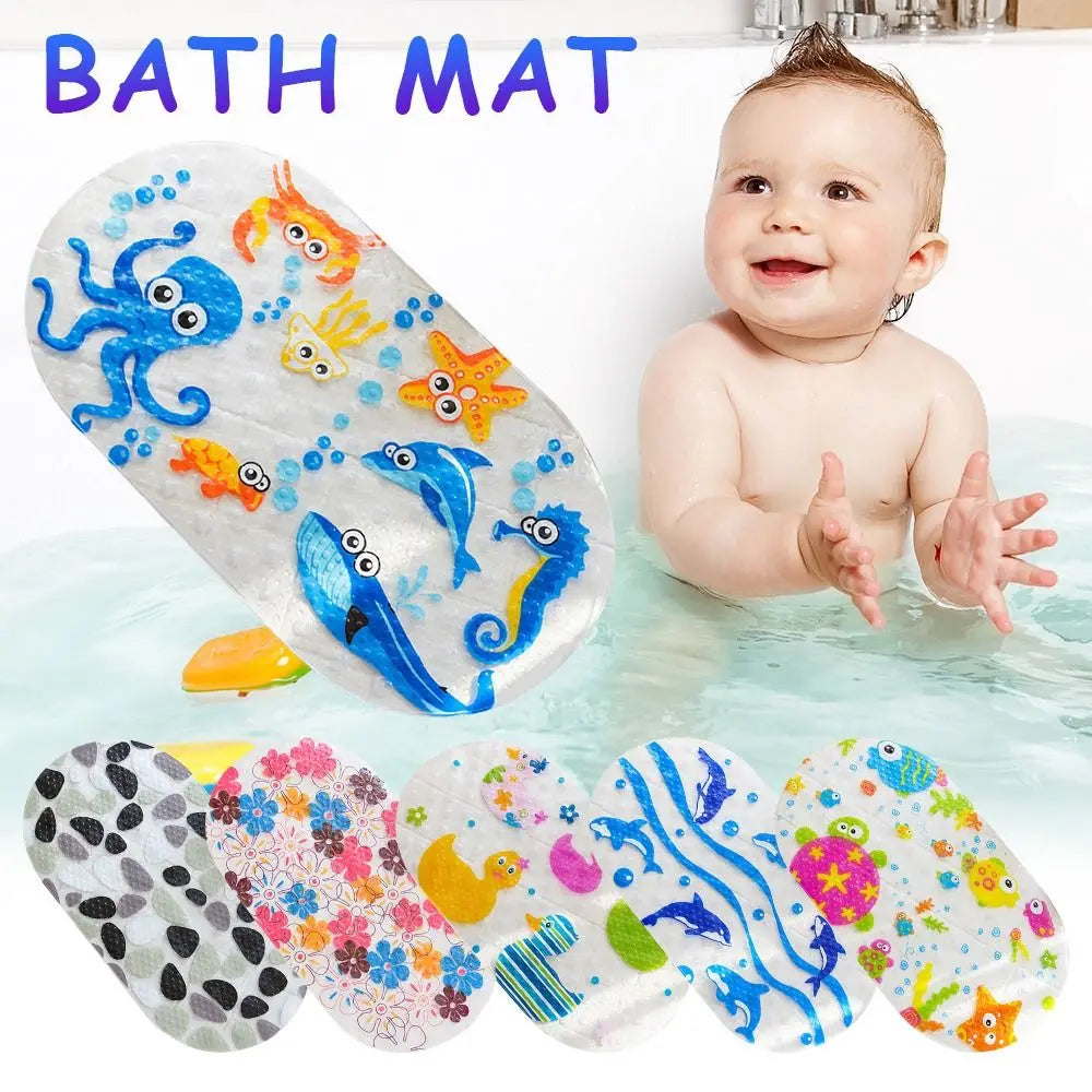 Alfombrilla de baño antideslizante de PVC suave con diseño de dibujos animados para niños, con ventosa, para ducha y bañera.