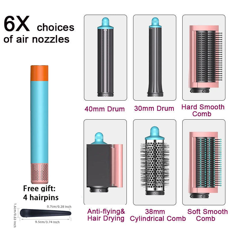 Estilizador de cabello multifuncional 6 en 1 SenCiciMen: rizador, cepillo de aire caliente, rizador de barril, secador de pelo profesional para cabello rizado.