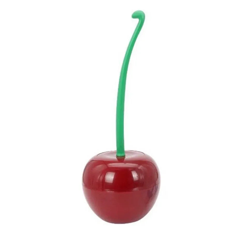 1 pieza de cepillo de inodoro rojo con forma de cereza creativa y encantadora, juego de soporte para cepillo de inodoro y accesorios de baño