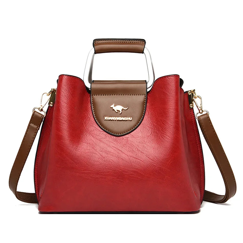 Bolso pequeño de mano de 3 capas de la marca Brand, de piel aceitada, bolsos de lujo para mujer, bolsos de hombro y bandolera de diseñador para mujer.