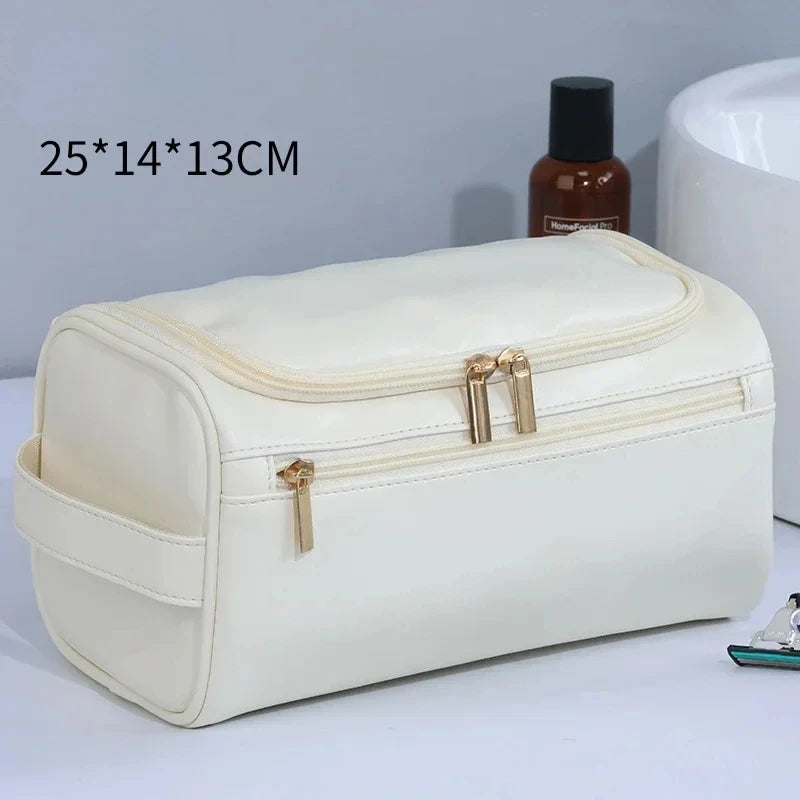 Neceser de cuero para hombre y mujer, neceser colgante para hombre, neceser de viaje, neceser grande para cosméticos.