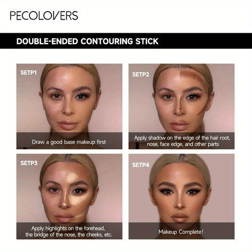Barra de contorno con corrector e iluminador de doble punta para un contorno tridimensional del puente nasal y un rostro con forma de V.
