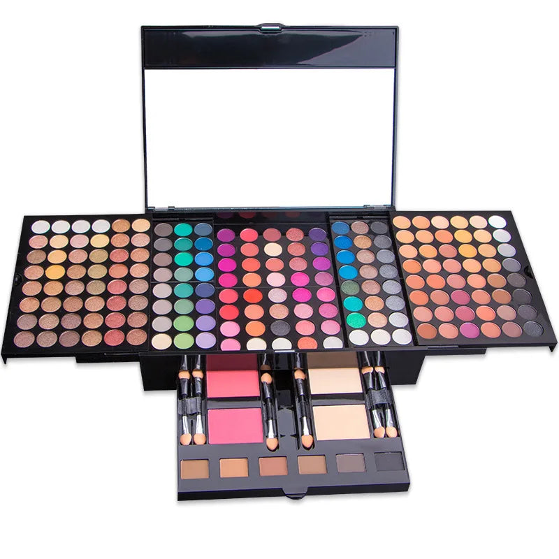 Set de maquillaje para mujer: kit completo de maquillaje, barra de labios, brillo de ojos, delineador, máscara de pestañas, colorete, base de maquillaje, polvos, sombra de ojos resistente al agua, producto para cejas.