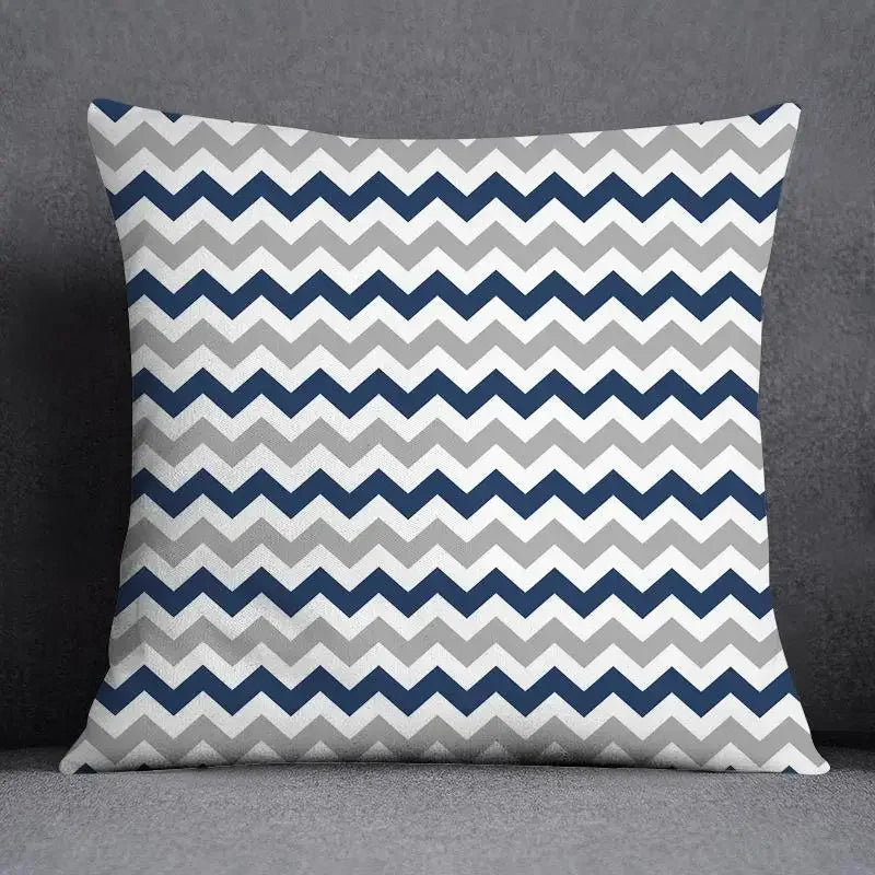 Funda de cojín de 45x45 cm con estampado geométrico, poliéster, azul grisáceo, funda de almohada para sofá, cojín decorativo, funda de almohada para el hogar