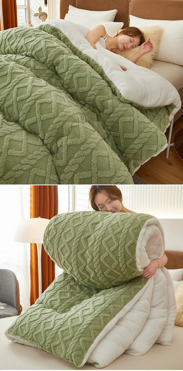 Nueva manta de invierno súper gruesa y cálida para cama, de cachemir sintético de cordero, mantas pesadas, suaves, cómodas y cálidas. Edredón.