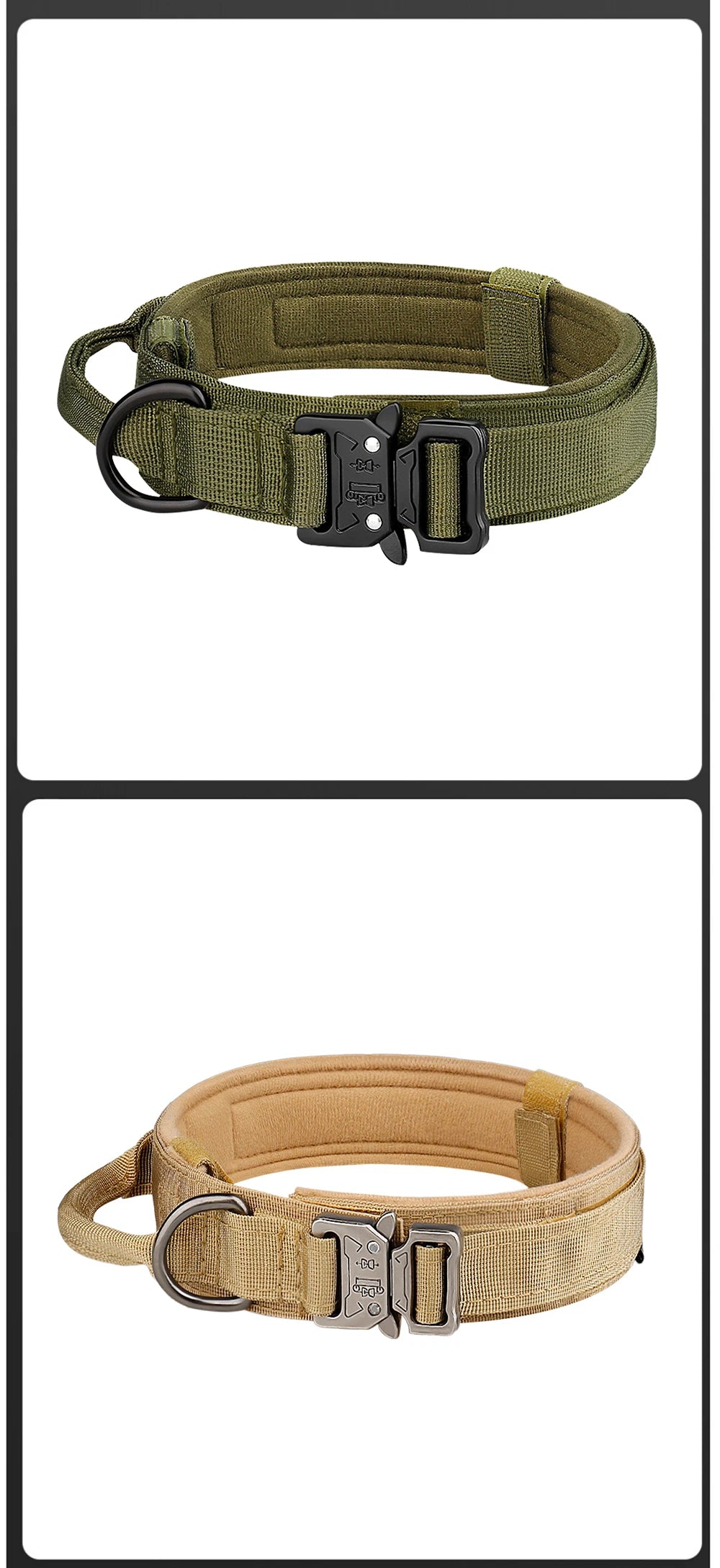 Collar táctico para perros de exterior con hebilla metálica, transpirable, de nailon, para entrenamiento de perros medianos y grandes.