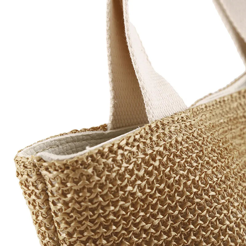 Bolso bandolera de paja playera para mujer, estilo bohemio, de verano, de ratán tejido, tipo cubo, hecho a mano.