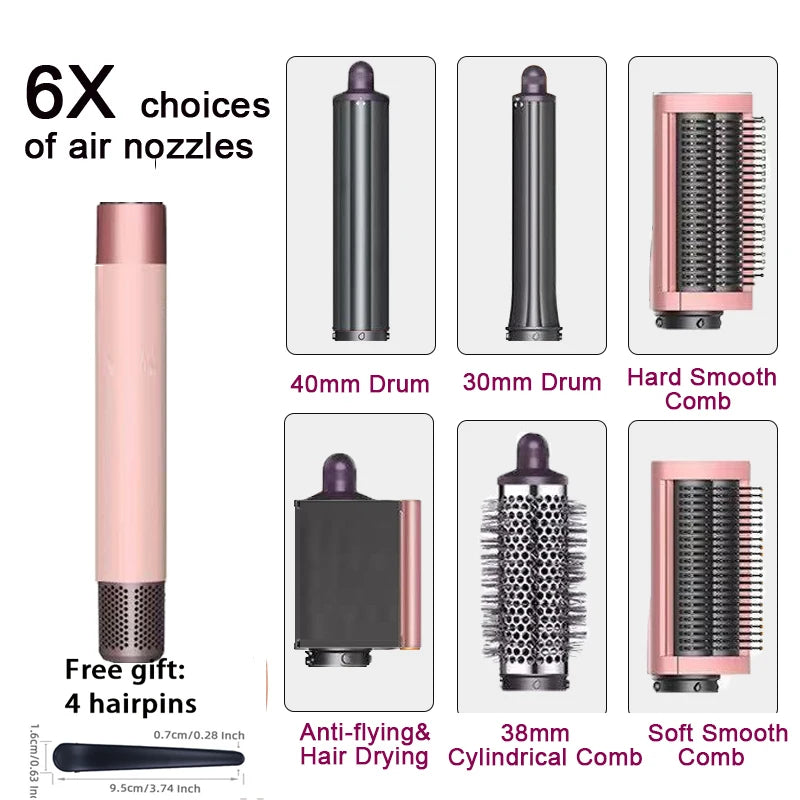 Estilizador de cabello multifuncional 6 en 1 SenCiciMen: rizador, cepillo de aire caliente, rizador de barril, secador de pelo profesional para cabello rizado.