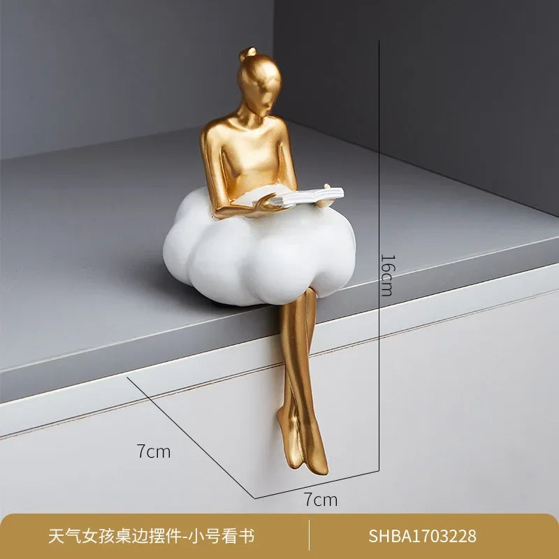 Escultura Chica Nube, Figura de Arte Abstracto, Estatua, Decoración Moderna de Mesa, Decoración de Lujo para el Hogar, Diseño Estético, Figurita, Artesanía