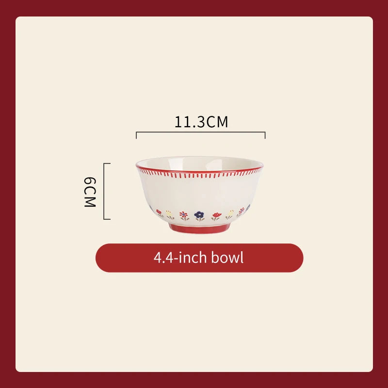 Vajilla de cerámica vintage de alta calidad: cuenco para sopa, plato para ensalada y plato para pasta. Apta para microondas. Juego de platos y cuencos de cerámica de colores.