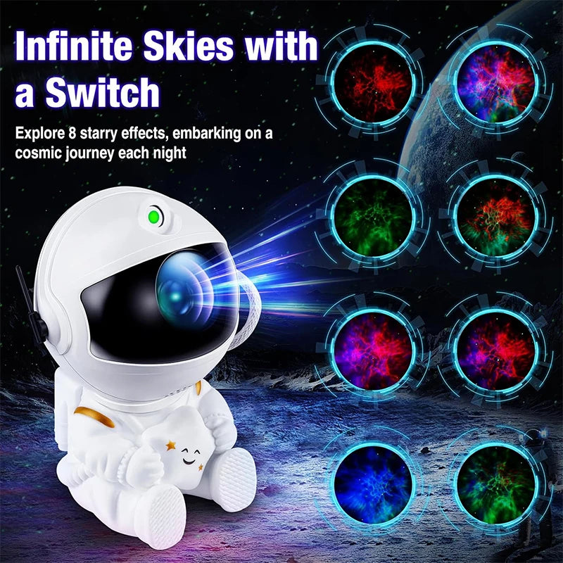 Proyector de galaxia de astronauta, luz nocturna blanca con estrella en la mano, lámpara proyector de estrellas para dormitorio infantil, decoración espacial y regalo.