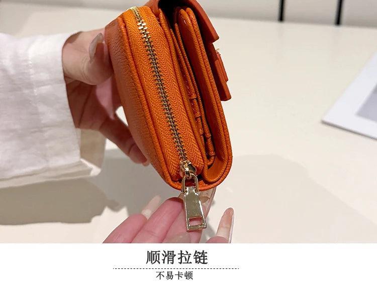 Cartera retro para mujer, gran capacidad, múltiples ranuras para tarjetas, comercio exterior, multifuncional, plegable en tres partes.