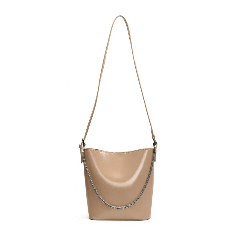 Nuevos bolsos tipo cubo de gran capacidad para mujer con correa ancha para el hombro, bolso de hombro individual con cordón, bolso de mano cruzado