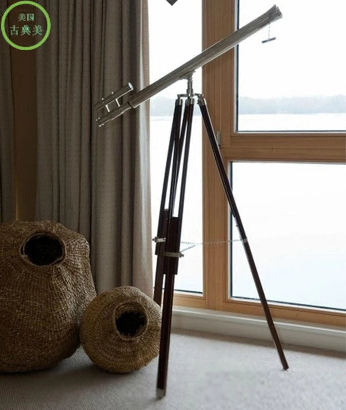 Telescopio de cobre puro, decoración de estilo europeo, americano y francés, decoración clásica suave para villas, oficinas y salas de exposición.